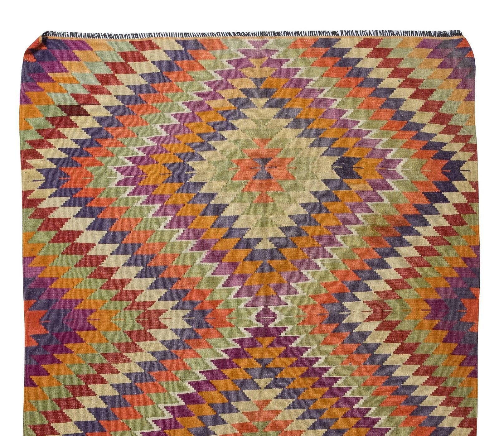 5.8x10 Ft Multicolored Handmade Turkish Wool Kilim, One Of A Kind Flat Weave Rug photo Textiles