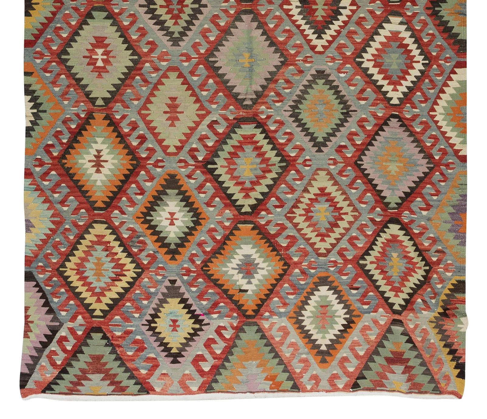 5.8x10 Ft Multicolored Handmade Turkish Wool Kilim, One Of A Kind Flat Weave Rug photo 1000.0