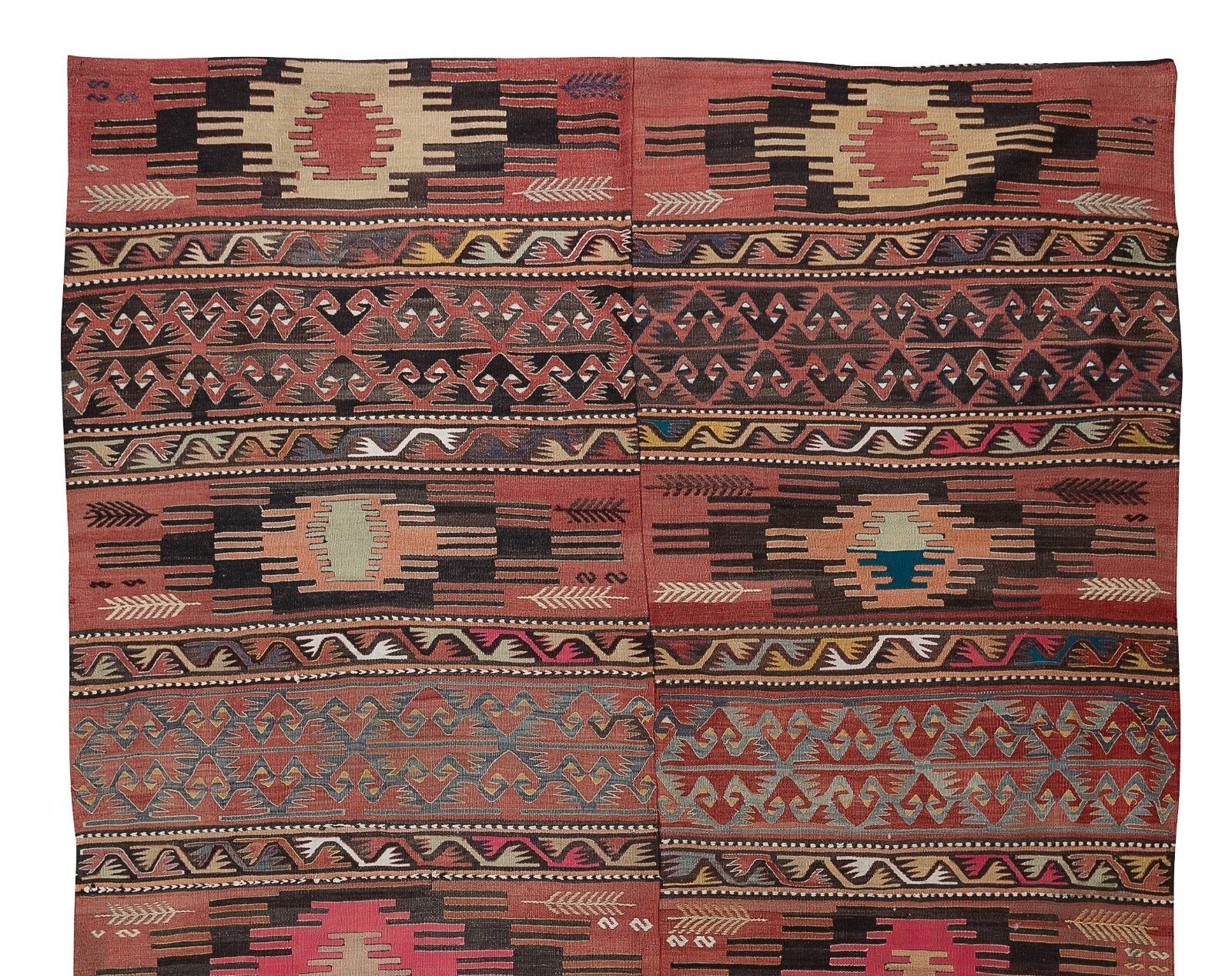 6.3x10.2 Ft Vintage Hand Woven Nomadic Anatolian Kilim 'Flat Weave', 100% Wool photo Textiles