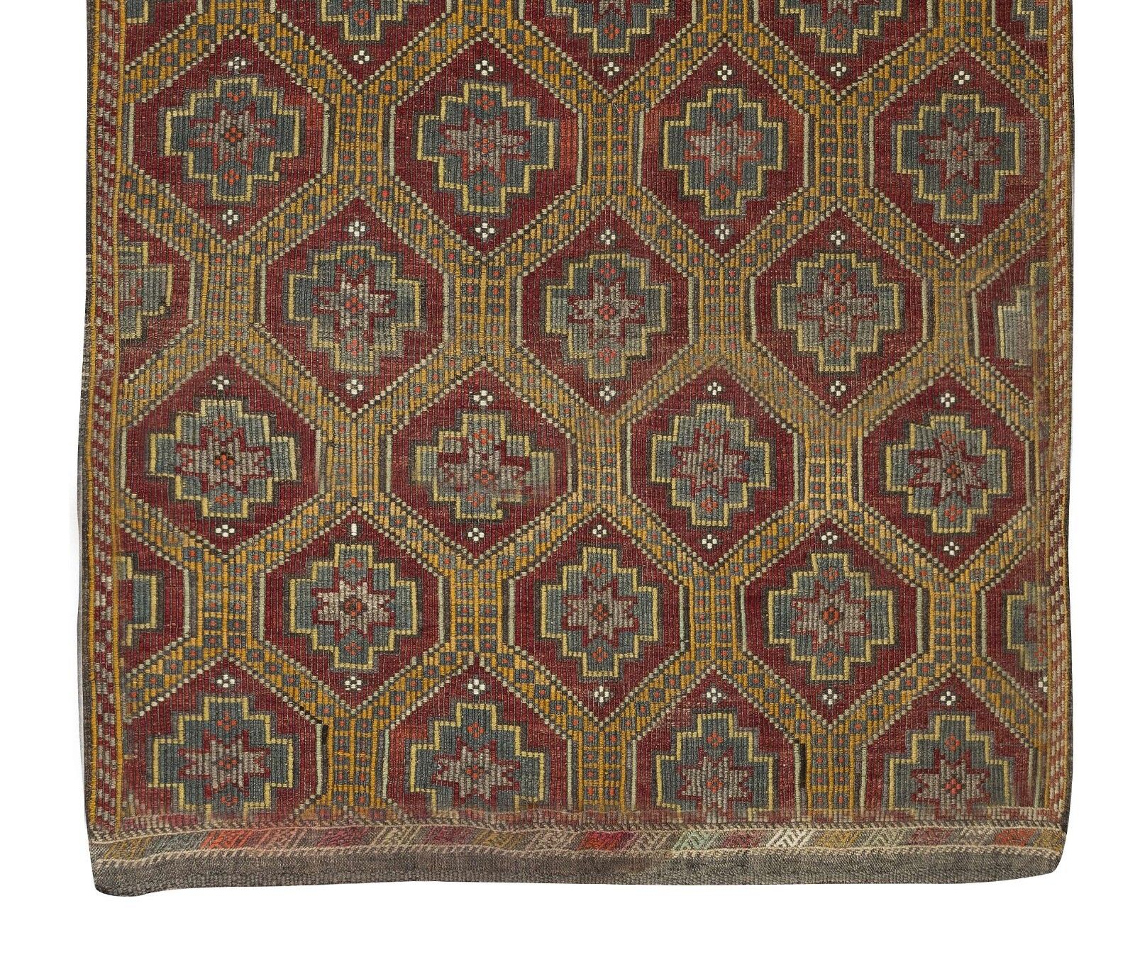 5.5x9.4 Ft Unique Vintage Anatolian Jijim Kilim, Hand Woven Rug Made Of Wool photo 355.0