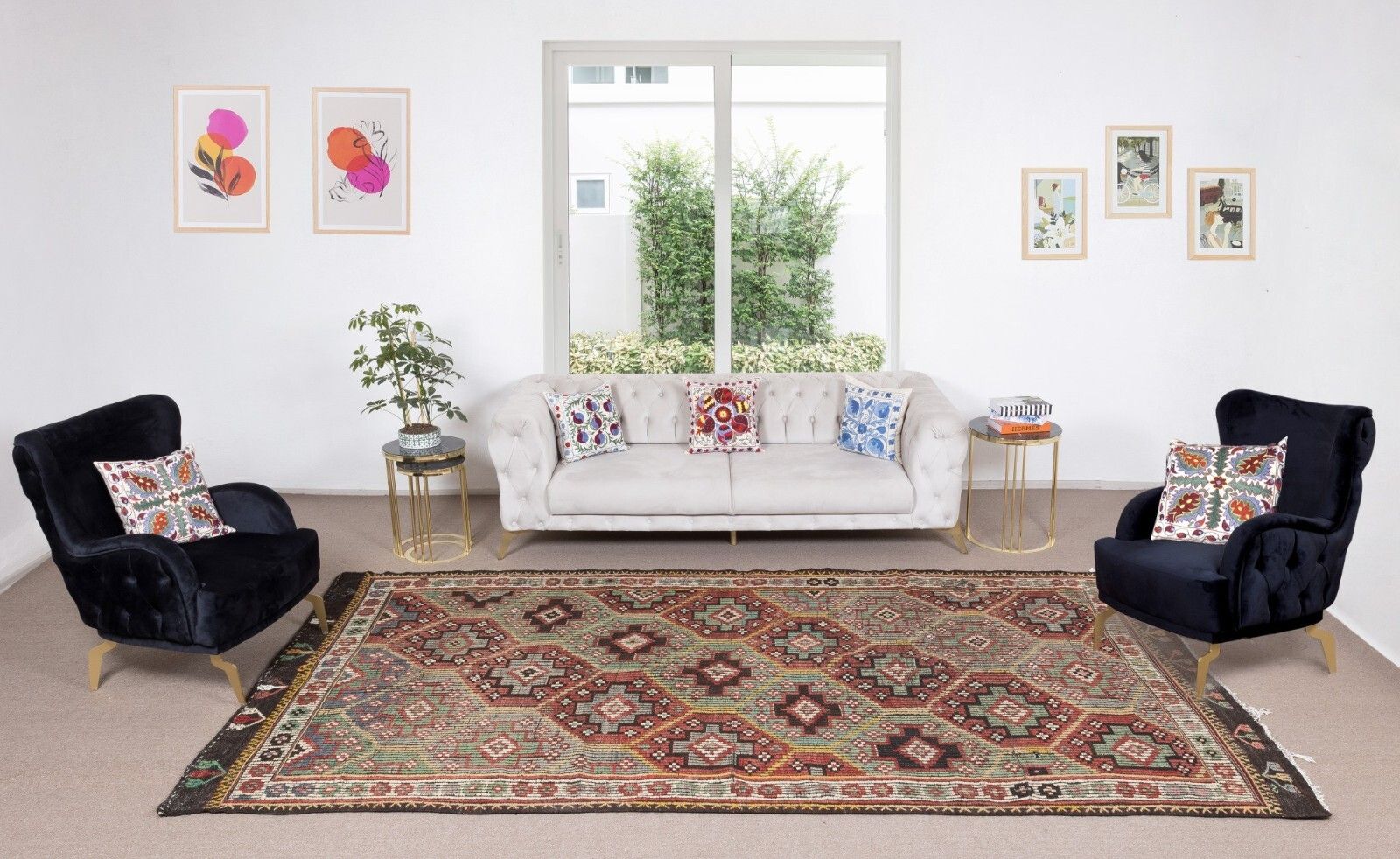6.4x12.2 Ft Vintage Turkish Jajim Kilim, One Of A Kind Handmade Rug Made Of Wool photo furniture