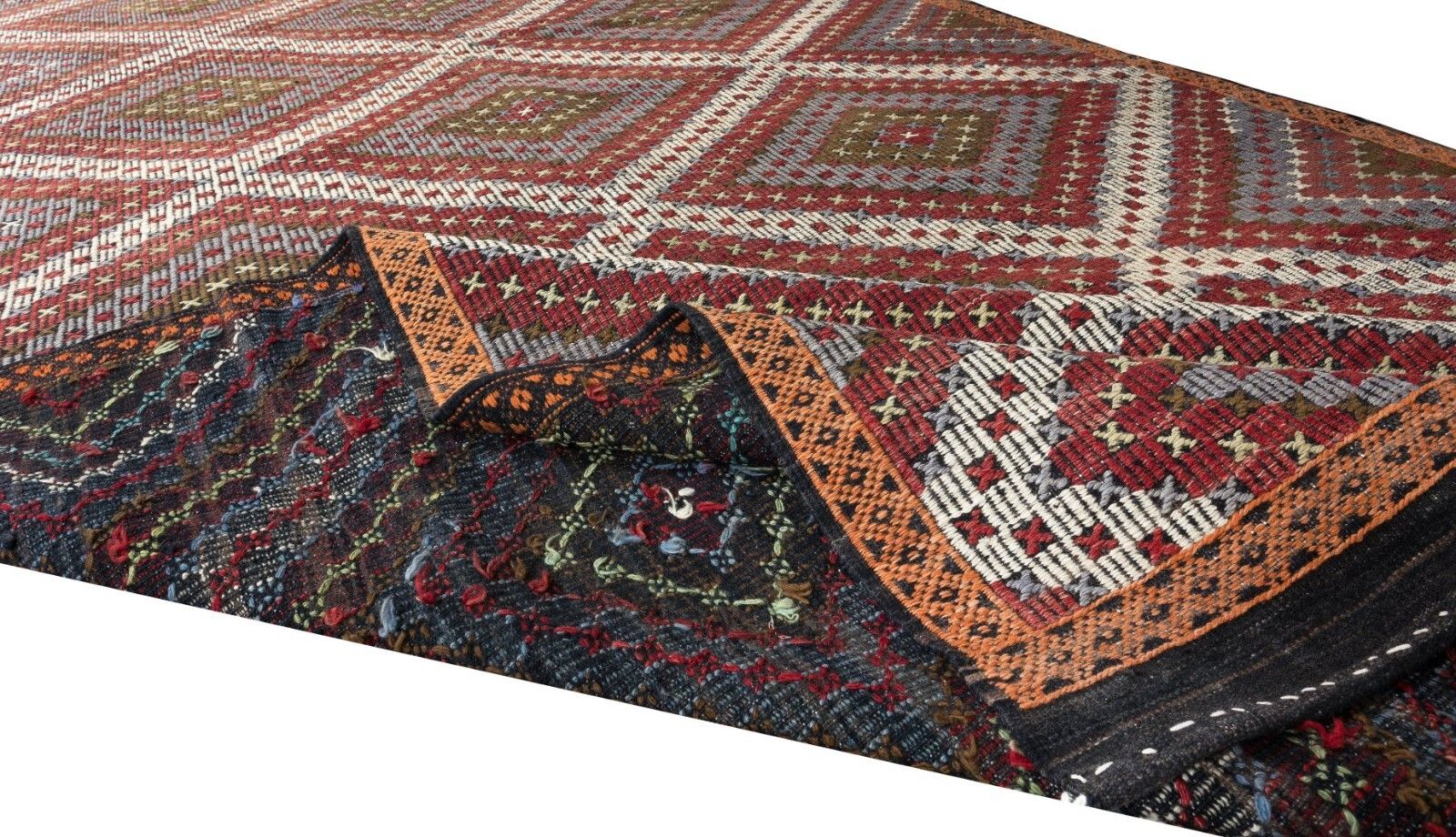 6x12.3 Ft Vintage Turkish Jajim Kilim, One Of A Kind Hand Woven Rug Made Of Wool photo for sale