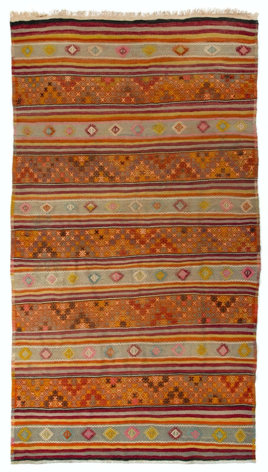 6.3x7.8 Ft Nomadic Anatolian Kilim, Flat Woven Wool Rug