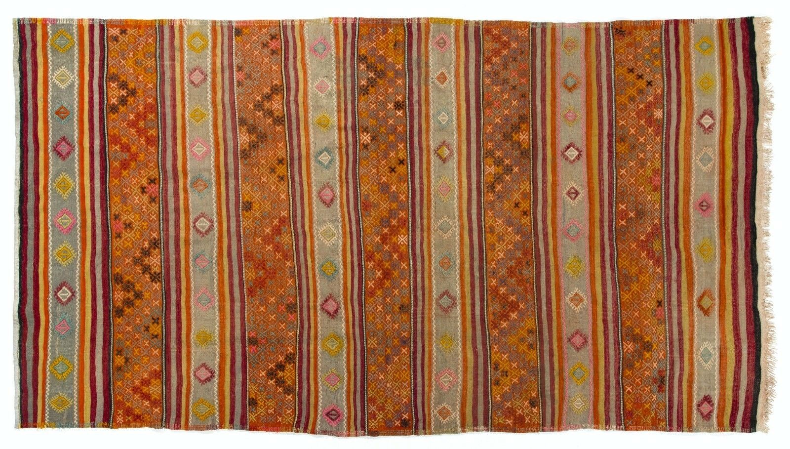 6.3x7.8 Ft Nomadic Anatolian Kilim, Flat Woven Wool Rug photo Textiles