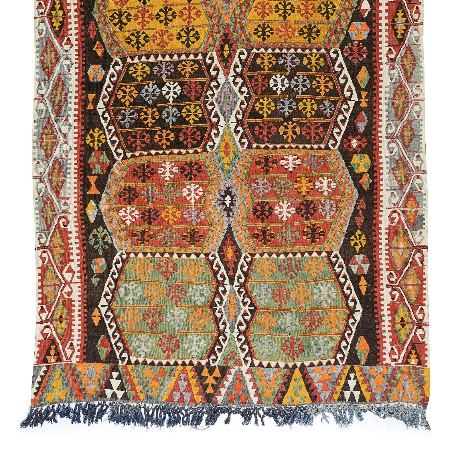 6x11.6 Ft Vintage Handmade Turkish Wool Kilim Runner, Flat Weave Floor Covering photo 1488.0