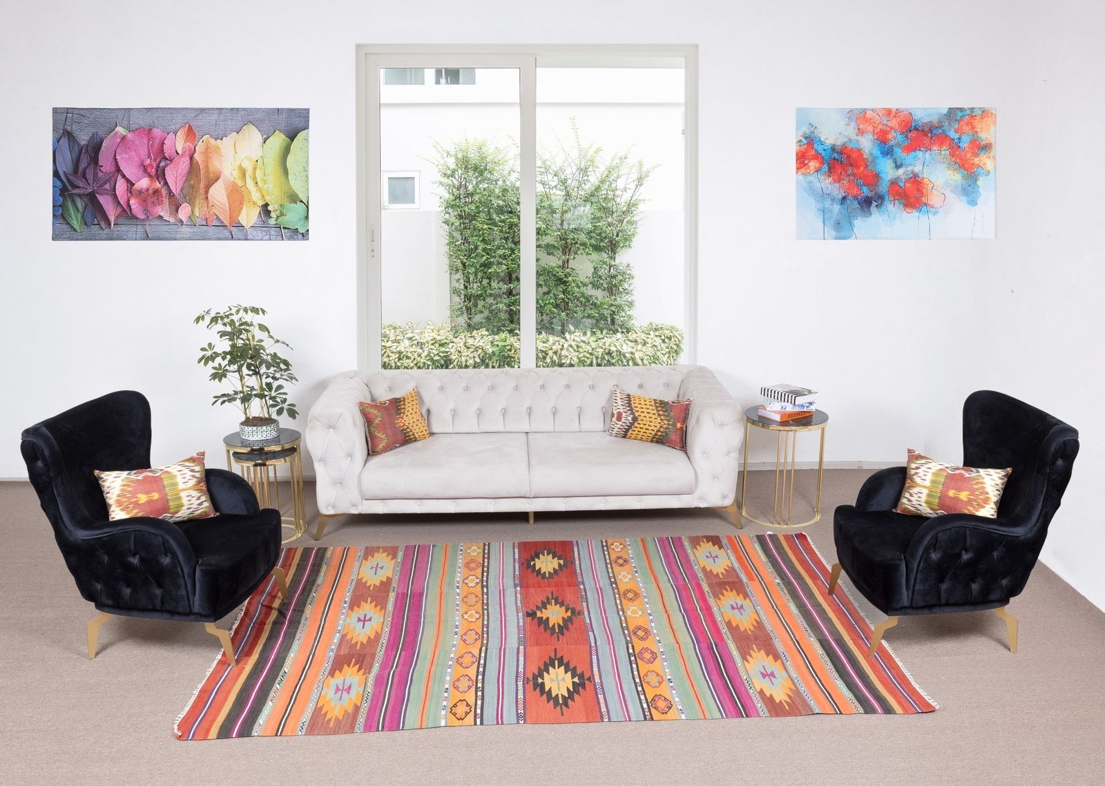5.8x9.3 Ft Turkish Vintage Handmade Kilim, Geometric & Striped Rug Made Of Wool photo furniture