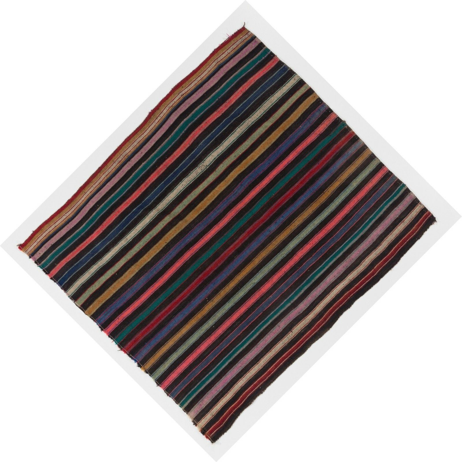 5.2x6.6 Ft Nomadic Anatolian Kilim Rug With Black, Orange, Lilac, Green Stripes photo 439.0