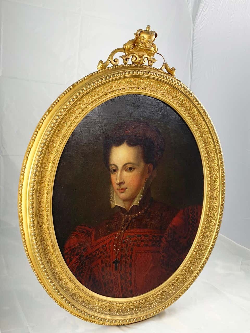19th Century Continental Oil On Canvas Of A Lady In 16th Century Dress photo 12000.0