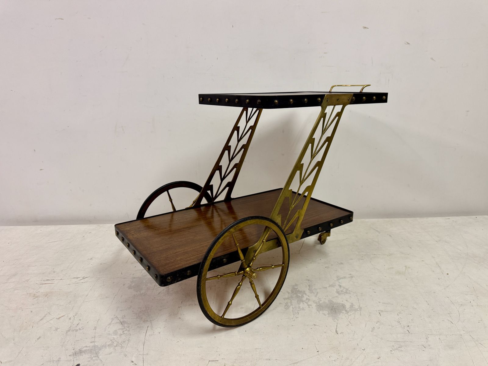 1950s Italian Bar Cart With Sculptural Detailing photo furniture
