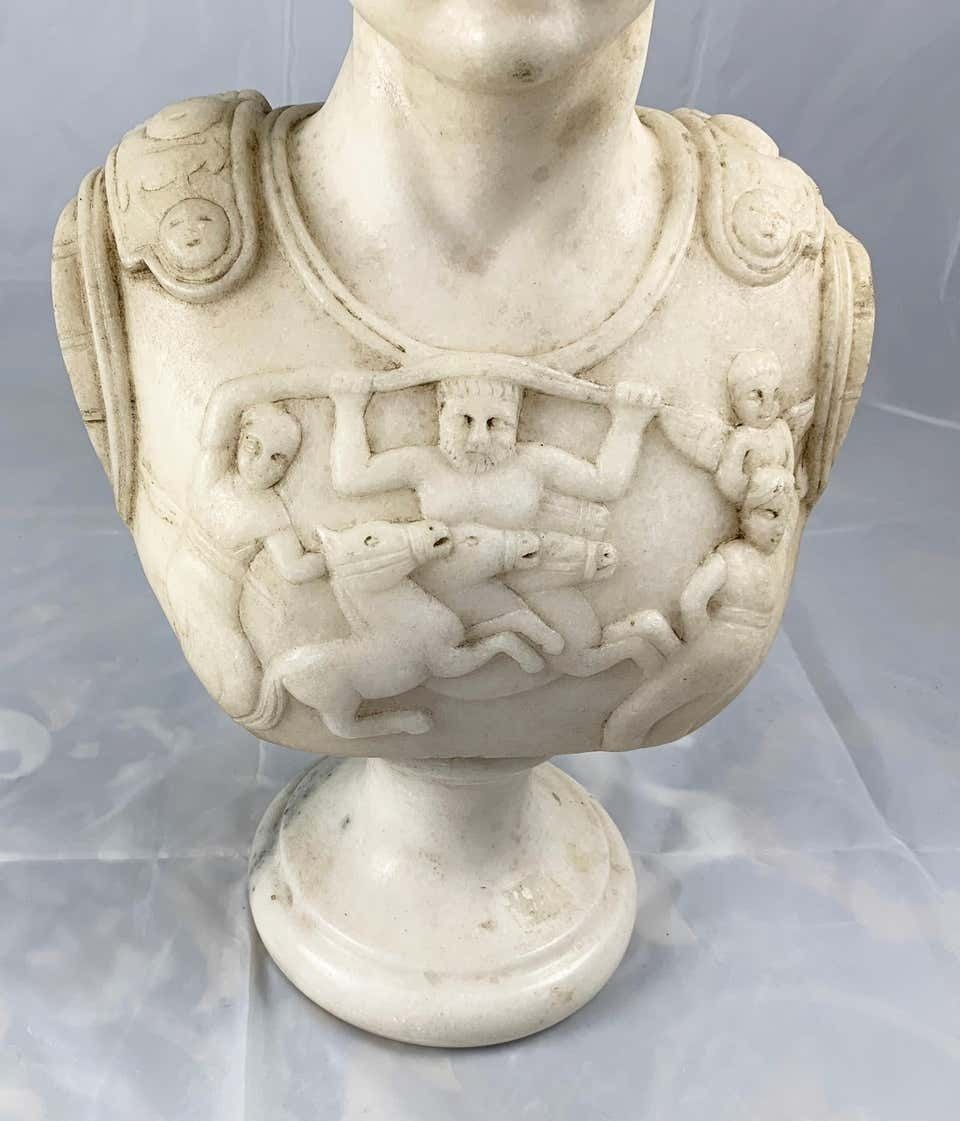 20th Century Fine White Marble Bust Of A Roman General photo buy