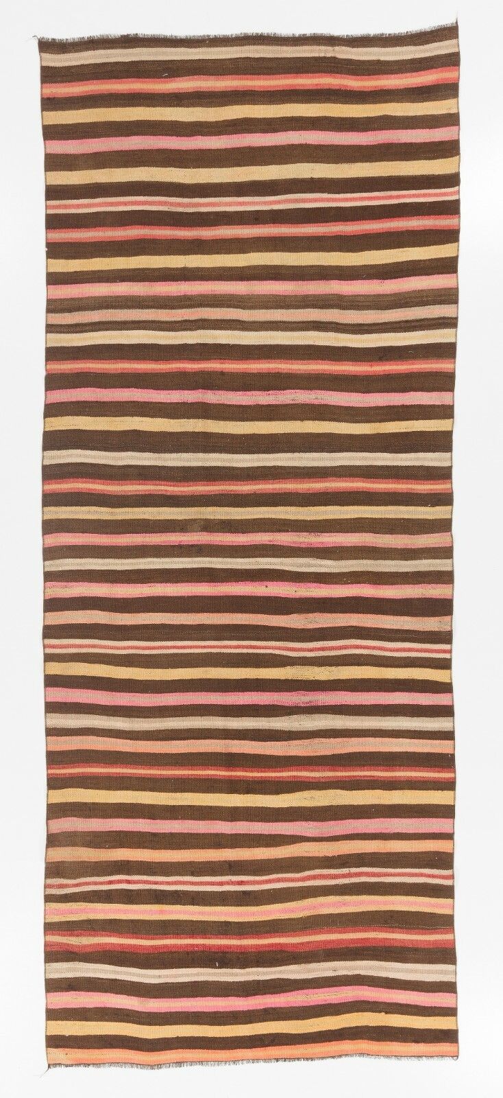 4.8x11.6 Ft Striped Midcentury Nomadic Kilim Runner