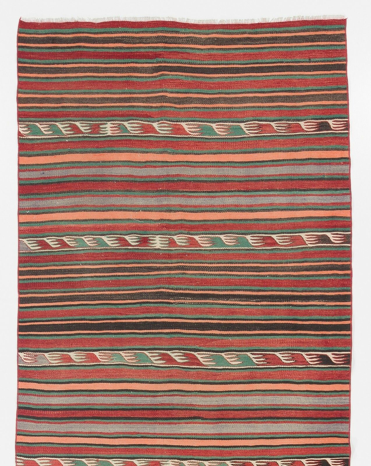4.3x11.4 Ft Striped Midcentury Nomadic Kilim Rug photo furniture