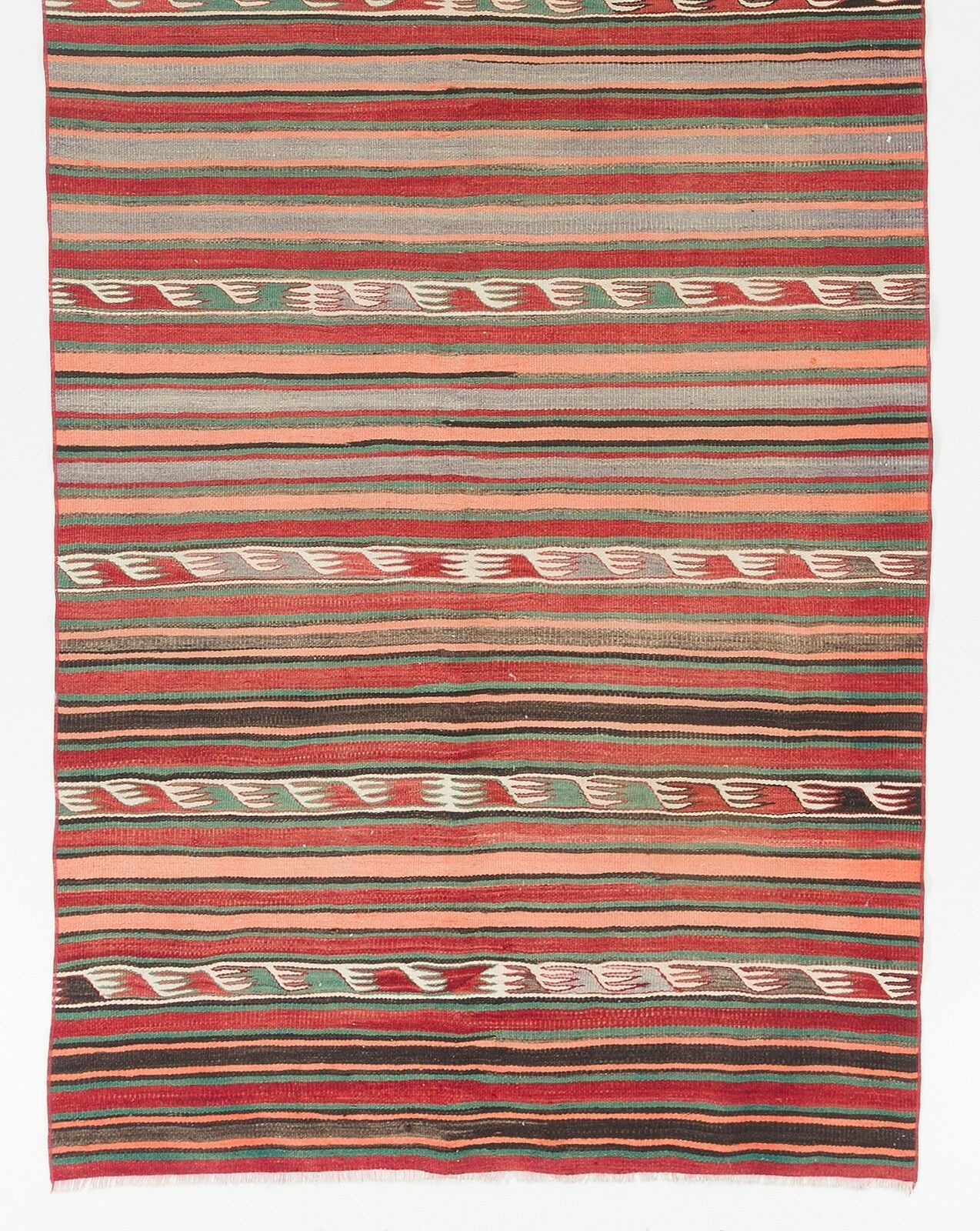 4.3x11.4 Ft Striped Midcentury Nomadic Kilim Rug photo for sale