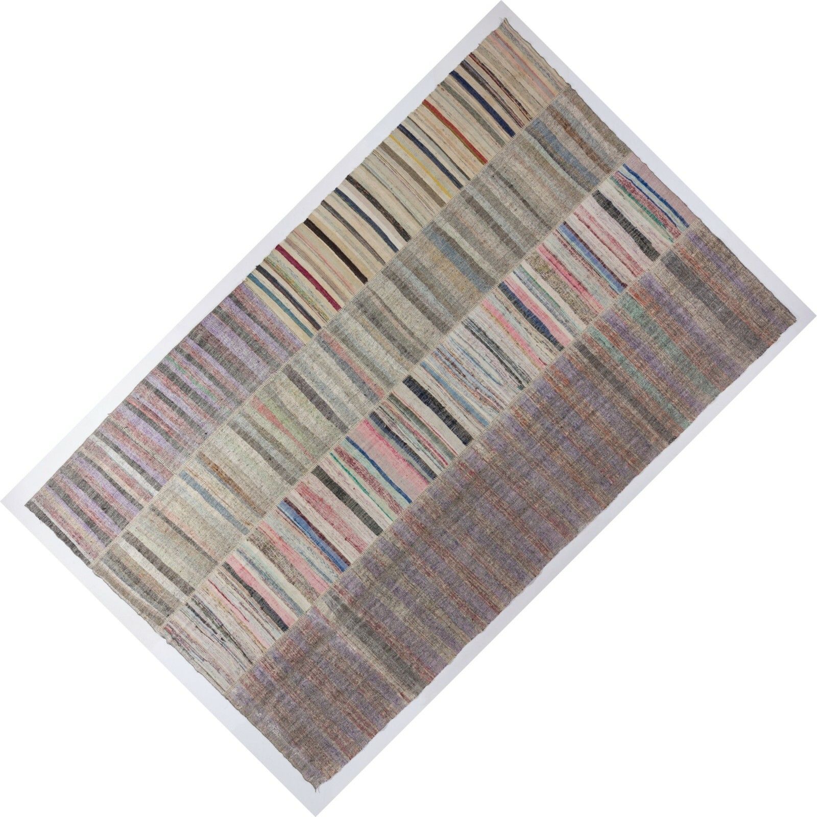 10.2x17 Ft Vintage Anatolian Kilim Rug With Striped Design, Flat Weave Carpet photo 1942.0