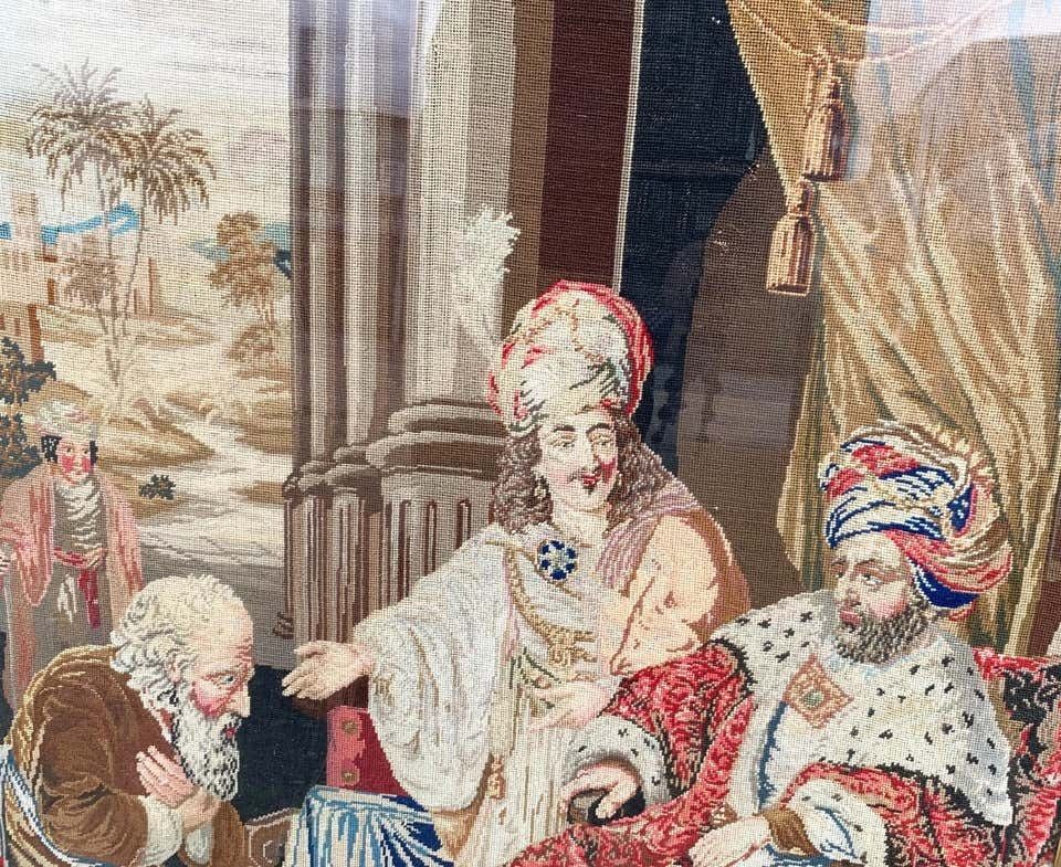 19th Century Continental Tapestry Needlepoint Picture Of A Biblical Scene photo furniture