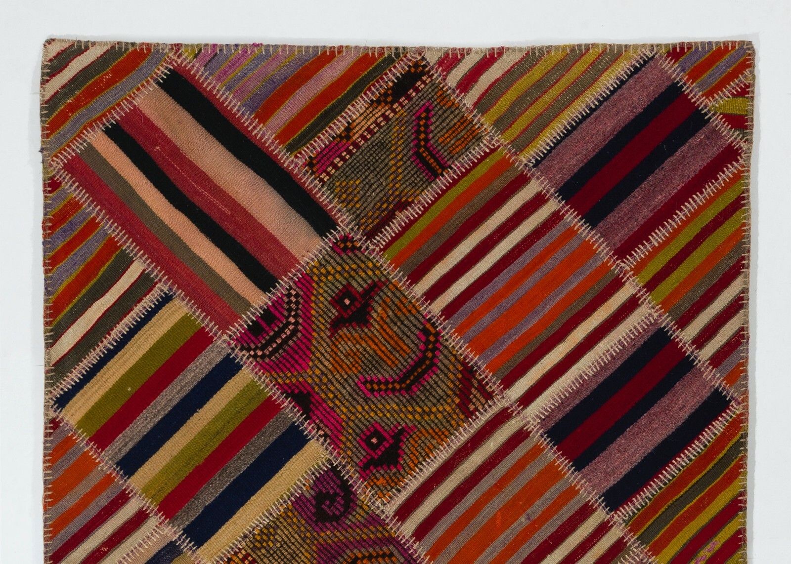 4.2x6.3 Ft Vintage Handmade Turkish Patchwork Kilim Rug With Tribal Flair photo furniture