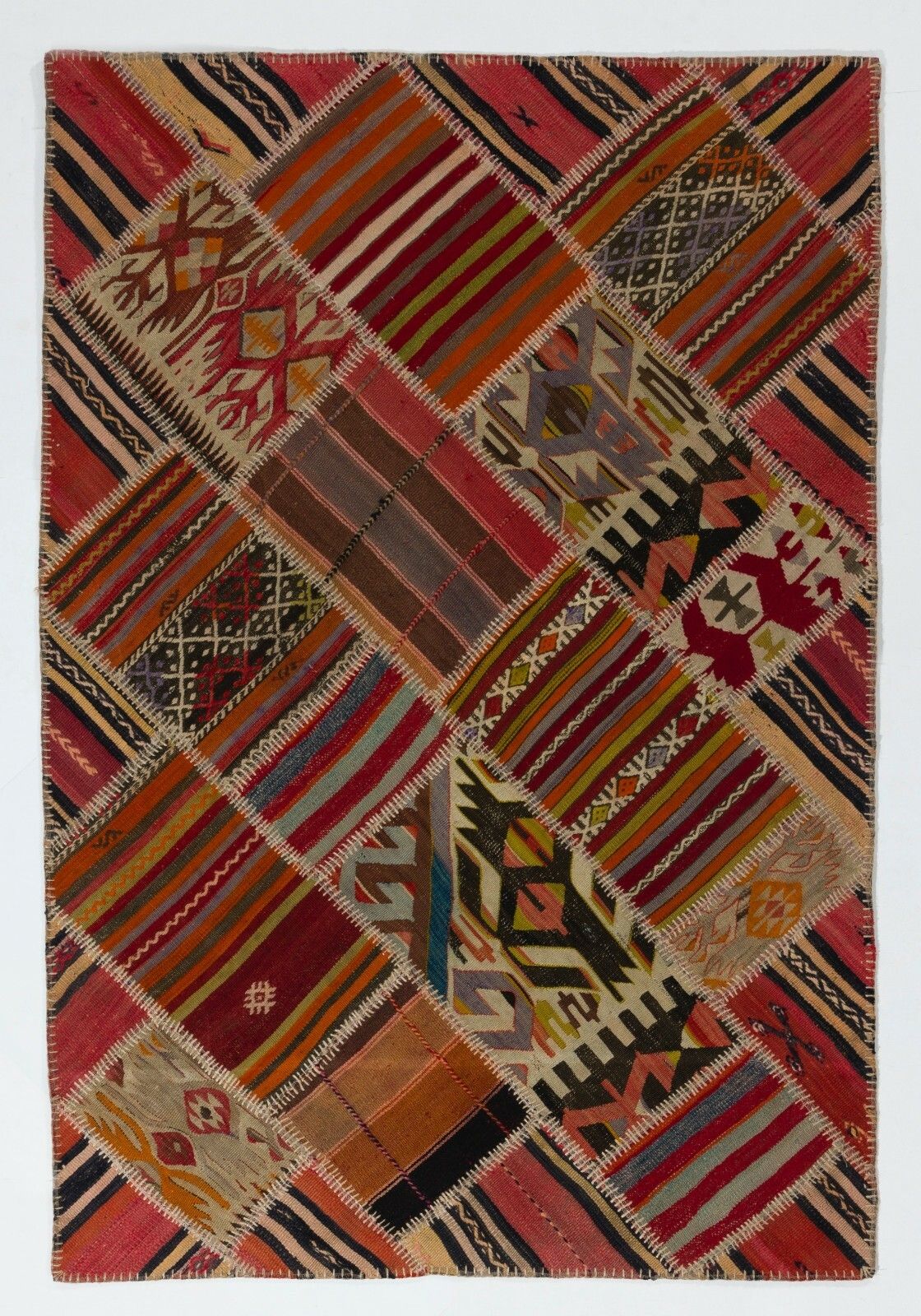 4x6 Ft Vintage Handmade Turkish Patchwork Kilim Rug With Tribal Flair