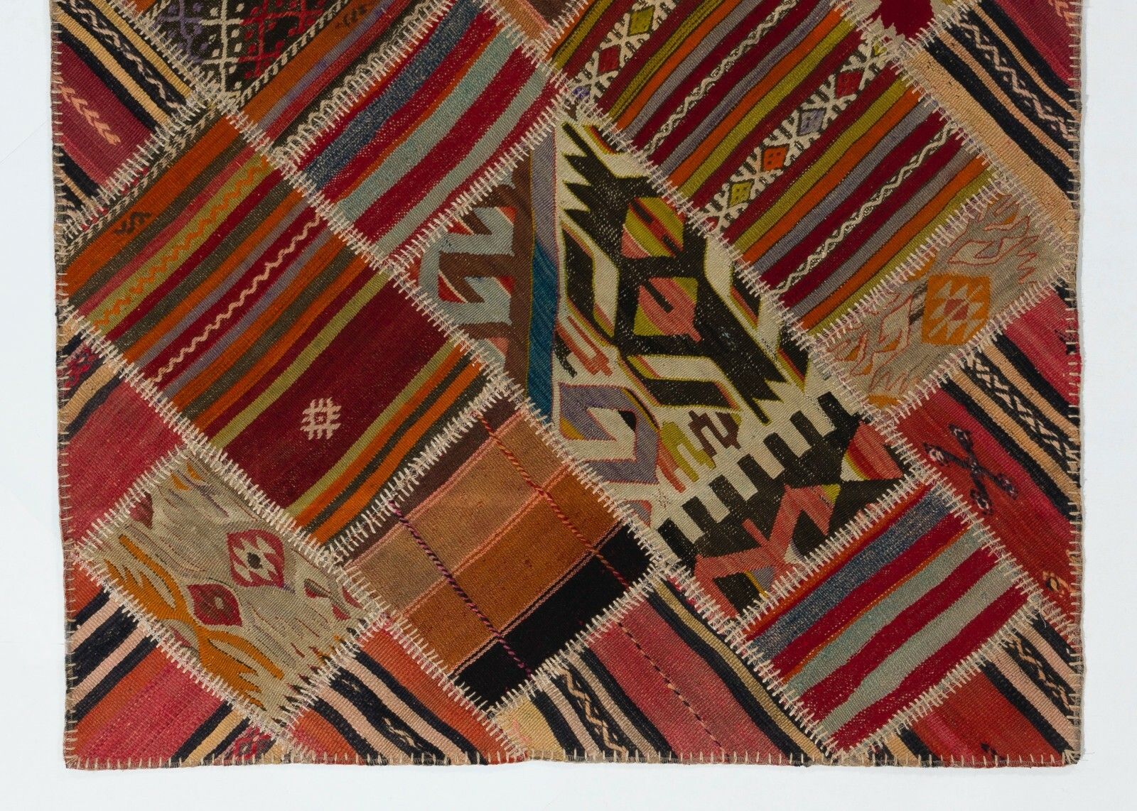 4x6 Ft Vintage Handmade Turkish Patchwork Kilim Rug With Tribal Flair photo for sale