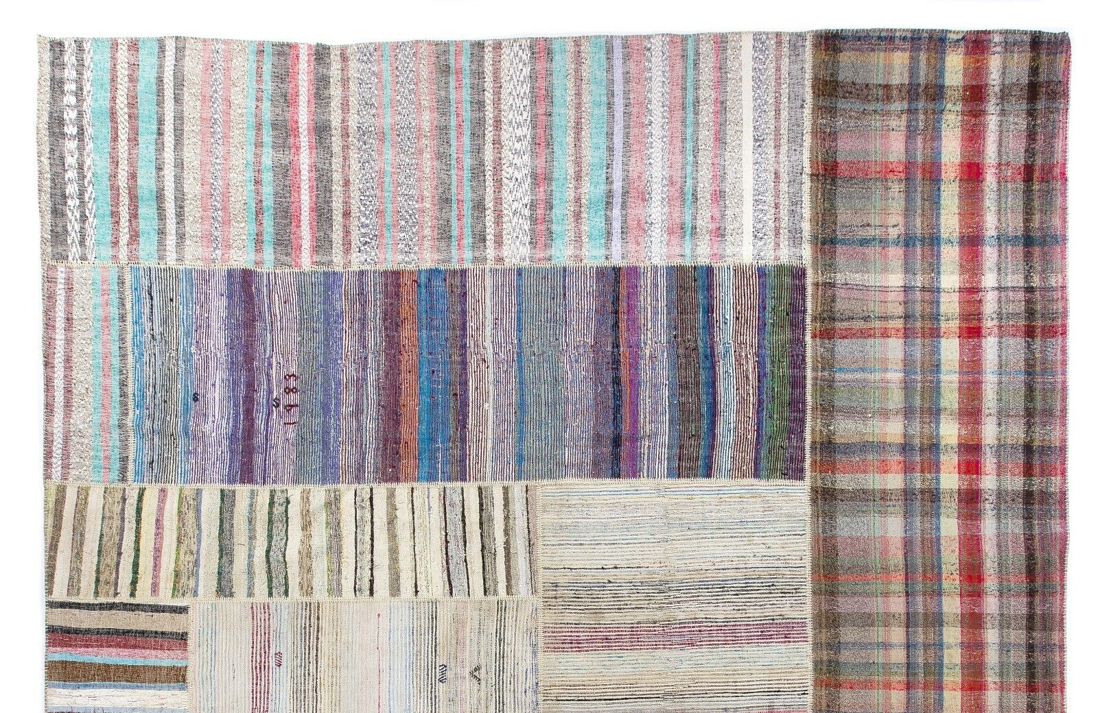 13.3x17.4 Ft Oversize Striped Cotton Turkish Kilim Rug Flatweave Floor Covering photo furniture