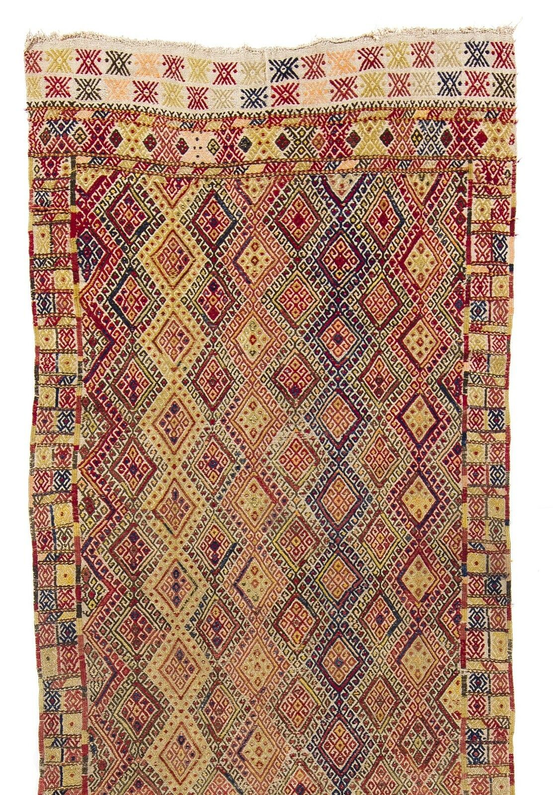 4.2x12.3 Ft Vintage Anatolian "Jijim" Runner, Handmade Flat Weave Wool Rug photo furniture