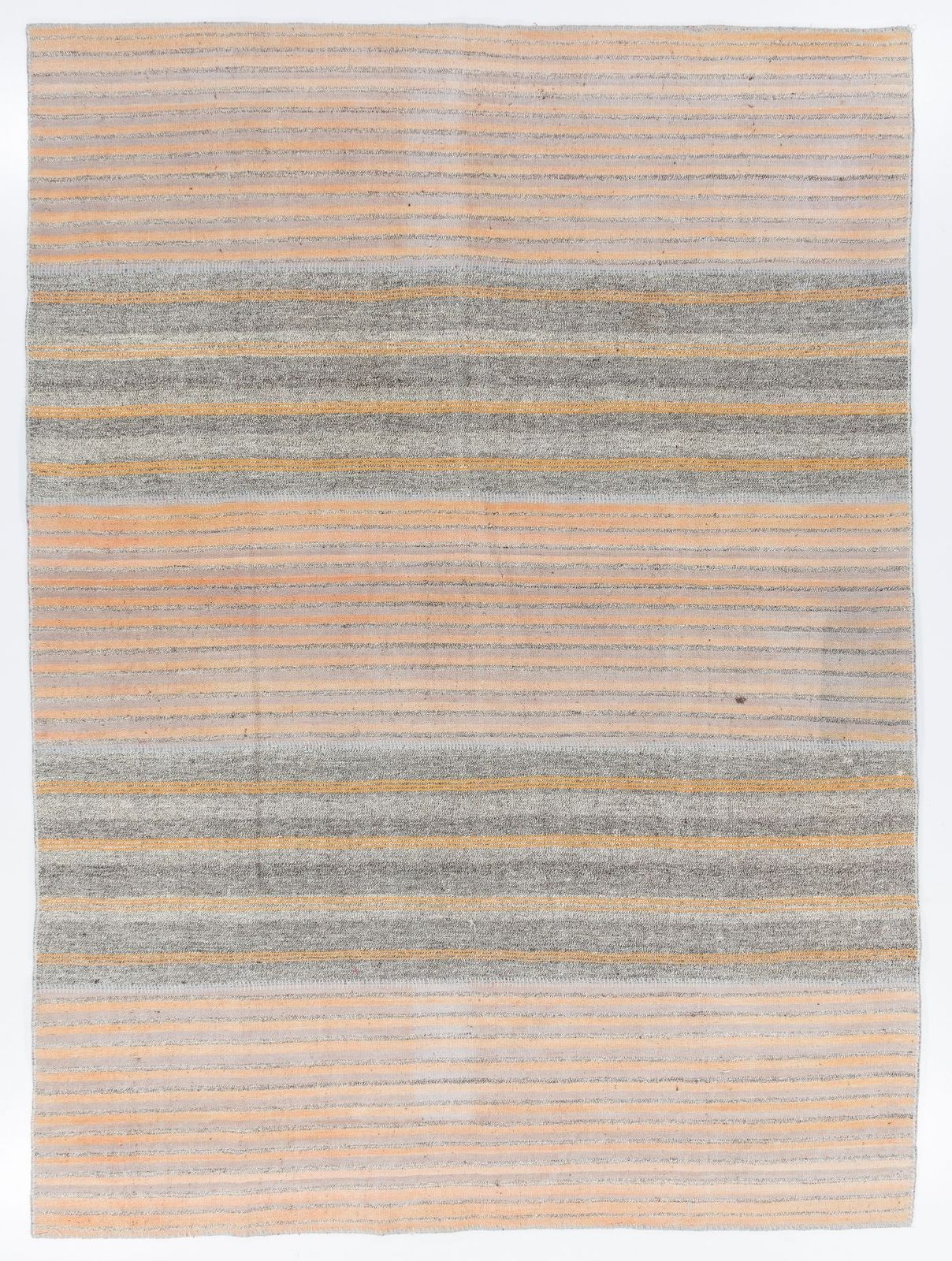 8.6x11.7 Ft Vintge Cotton & Goat Wool Kilim Rug With Orange Stripes