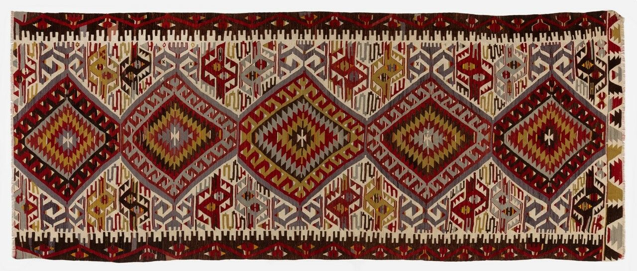4.8x11 Ft Vintage Central Anatolian Runner Kilim, 100% Wool photo for sale
