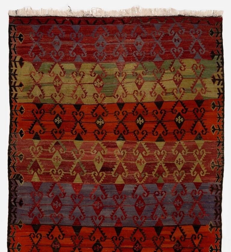 6x13 Ft Vintage Geometric Design Hand Woven Turkish Runner Kilim (Flat Weave) photo furniture