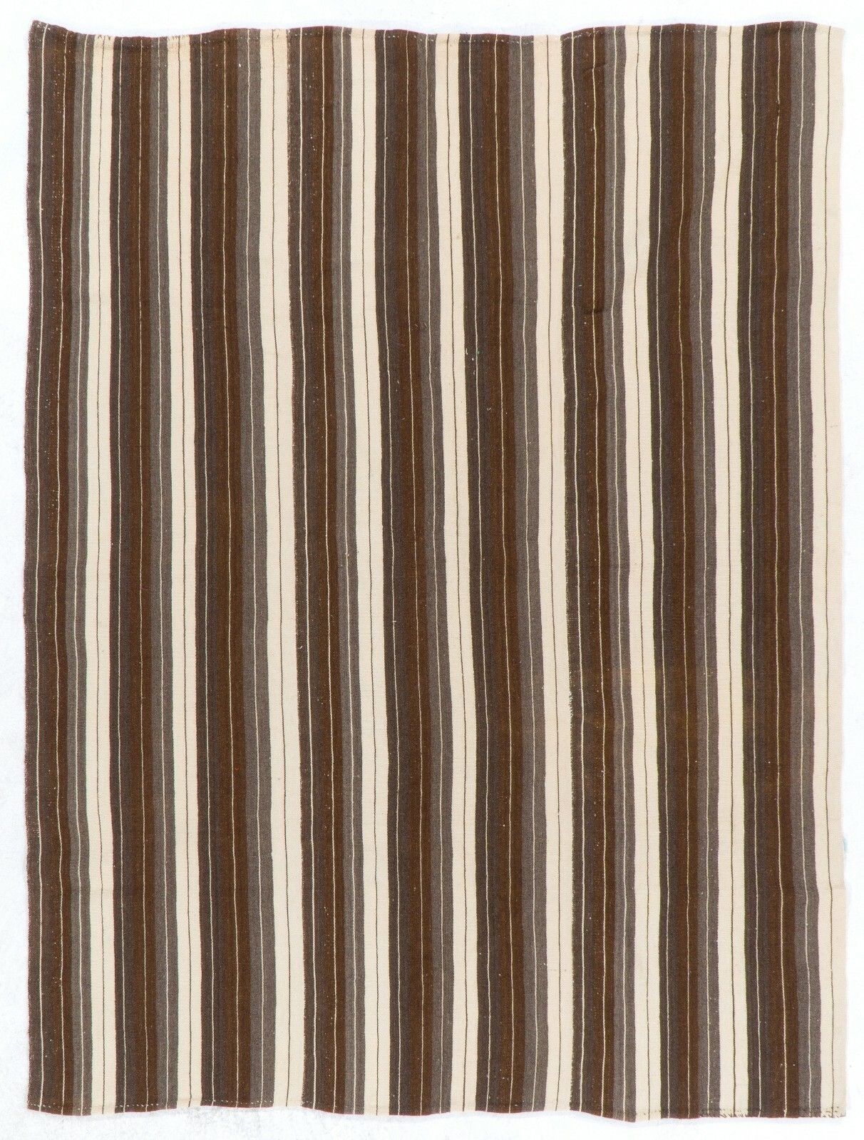 6.3x8 Ft Hand Woven Vintage Anatolian Kilim (Flat Weave) With Vertical Bands