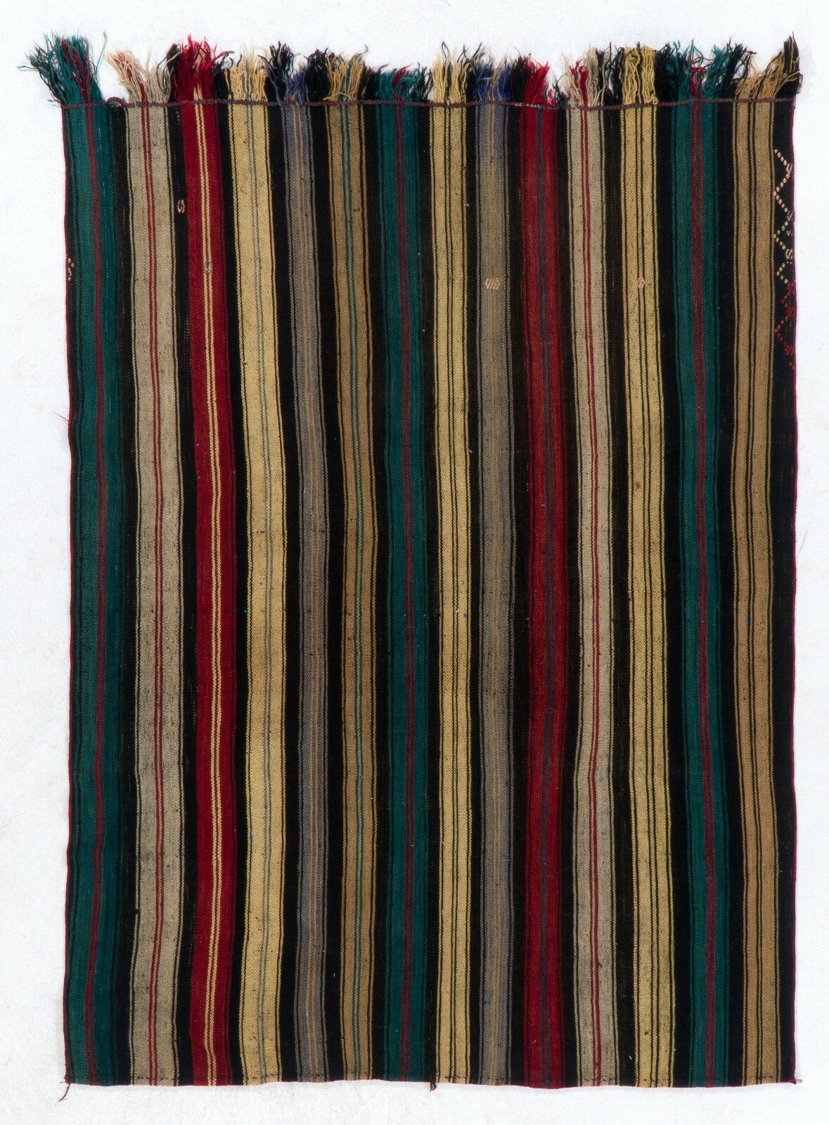 5.4x7 Ft Hand Woven Vintage Anatolian Kilim With Vertical Bands, All Wool
