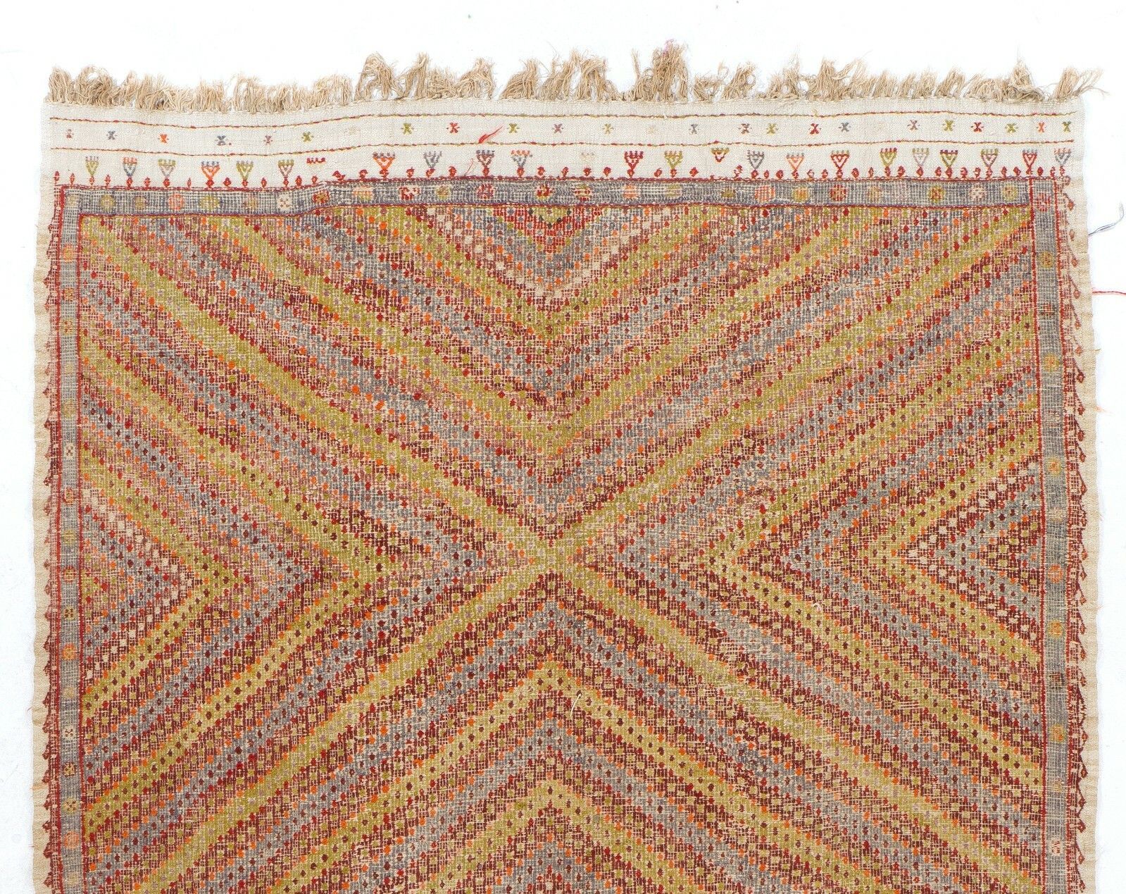 7x11.3 Ft Vintage Handwoven Central Anatolian Jijim Kilim Rug, Circa 1955 photo furniture