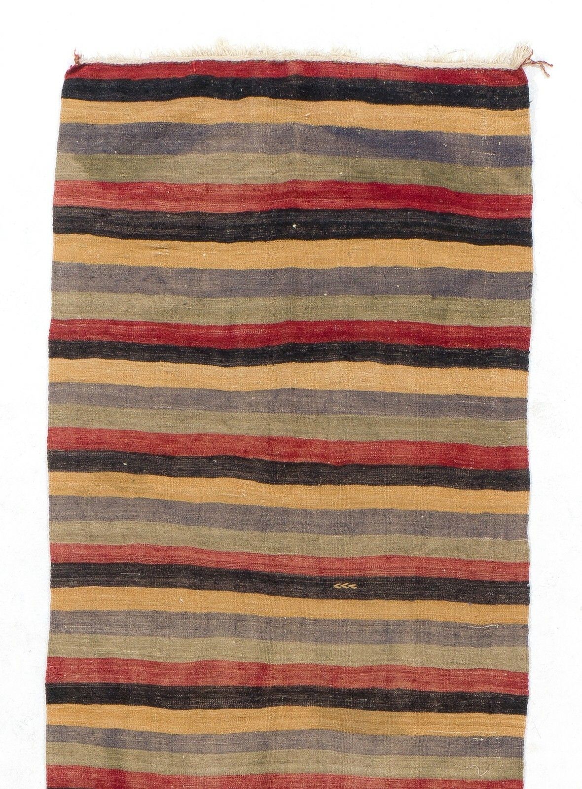 4x11.9 Ft Nomadic Kilim Runner In Yellow, Black, Red, Blue And Gray Stripes photo furniture