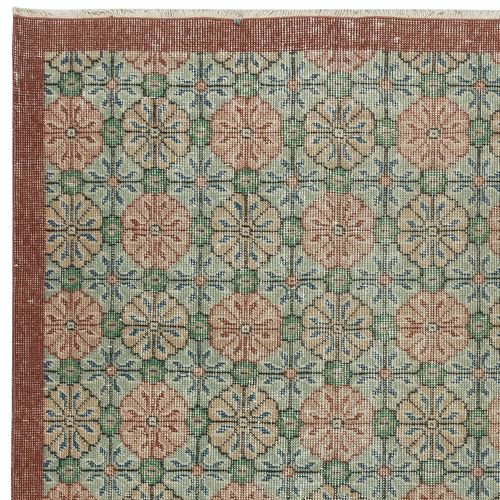 4x6.8 Ft One Of A Pair Vintage Handmade Turkish Accent Rug With Floral Design photo Textiles