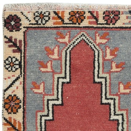 22x36 In Small Handmade Rug, Vintage Turkish Prayer Rug, Decorative Prayer Mat photo Textiles