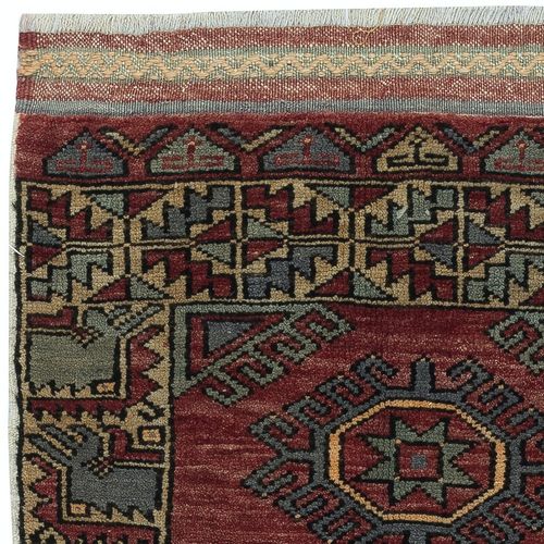 25x35 In One Of A Kind Vintage Handknotted Accent Rug In Dark Red photo Textiles