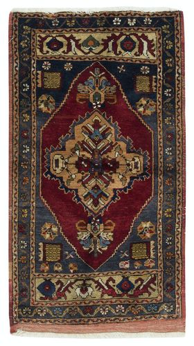 23x40 In Traditional Vintage Handmade Turkish Accent Rug Made Of Wool