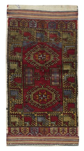 23x38 In Vintage Scatter Rug, Dark Red Turkish Accent Rug, Door Mat, Kitchen Rug