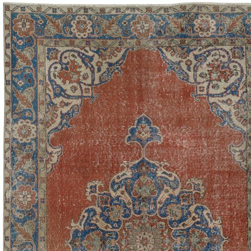 5.5x9.2 Ft Hand Knotted Vintage Turkish Wool Area Rug With Medallion Design photo Textiles