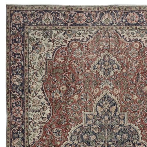 6.8x10.4 Ft Vintage Turkish Wool Area Rug. One Of A Kind Handmade Carpet photo Textiles