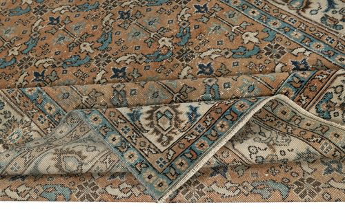 6.5x10.2 Ft Vintage Handmade Turkish Wool Area Rug With Floral Design photo for sale