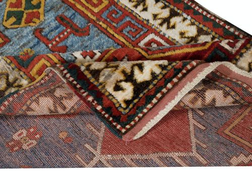 3.8x5.2 Ft Reproduction Of An Antique Caucasian Bordjalo Kazak Wool Prayer Rug photo for sale
