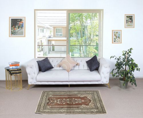 3x4 Ft Handmade Turkish Kayseri Prayer Rug, 100% Wool, Vintage Prayer Mat photo furniture