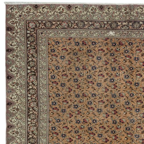 6.6x9.4 Ft Vintage Handmade Turkish Area Rug With Floral Design photo Textiles