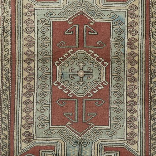 4.3x7.3 Ft One Of A Kind Vintage Handmade Turkish Rug, 100% Wool photo 569.0