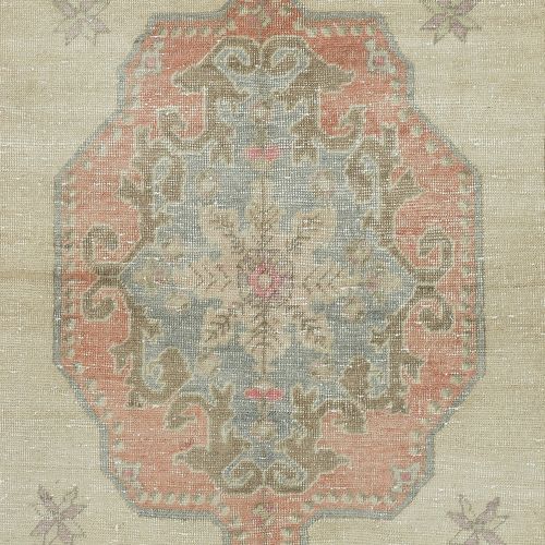 4.3x7.4 Ft One Of A Kind Vintage Handmade Turkish Area Rug With Medallion Design photo 521.0