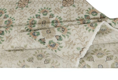 3.8x6.7 Ft One Of A Pair Vintage Handmade Turkish Accent Rug With Floral Design photo for sale