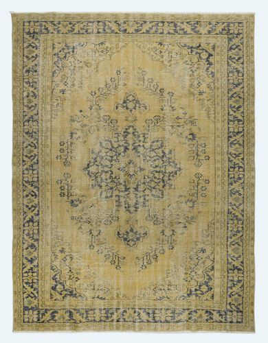 7.2x9.5 Ft Rustic Unique Handmade Area Rug, 1960s Sun Faded Turkish Carpet