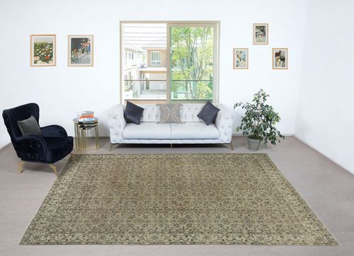 8x12.2 Ft One Of A Kind Vintage Rug. Handmade Turkish Carpet With Floral Design photo furniture