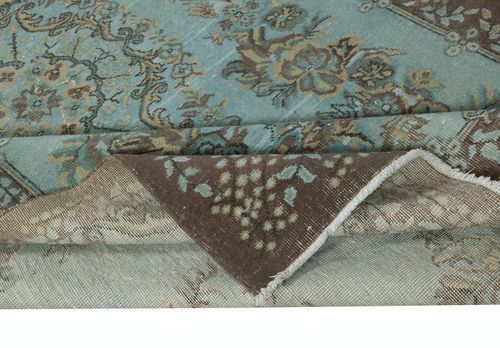 6x10.3 Ft Modern Handmade Blue Color Turkish Wool Area Rug With Medallion Design photo for sale