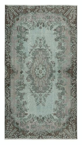 4x7.4 Ft Contemporary Handmade Blue Color Area Rug, Blue Turkish Floor Covering