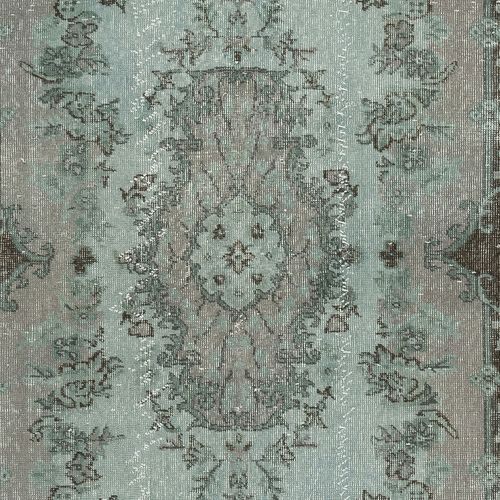 4x7.4 Ft Contemporary Handmade Blue Color Area Rug, Blue Turkish Floor Covering photo 246.0